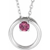 Platinum  Pink Tourmaline Circle 16 inch Necklace