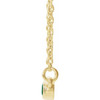 Lab Grown Emerald Gem set in 14 Karat Yellow Gold and .08 Carat Diamond Bezel Set Bar 16 inch Necklace