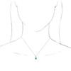 Lab Emerald Gem in 14 Karat White Goldand 0.10 Carat Diamond 16 inch Necklace