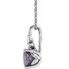 Created Alexandrite Necklace in 14 Karat White Gold Created Alexandrite and 0.10 Carat Diamond 16 inch Necklace