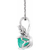 Created Emerald Necklace in Platinum Created Emerald and 0.10 Carat Diamond 16 inch Necklace