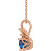 Created Sapphire Necklace in 14 Karat Rose Gold Created Sapphire and 0.10 Carat Diamond 16 inch Necklace