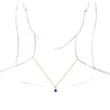 Created Sapphire Necklace in 14 Karat Rose Gold Created Sapphire and 0.10 Carat Diamond 16 inch Necklace
