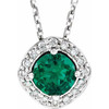 Shop 14 Karat White Gold Emerald and .08 Carat Diamond 18 inch Necklace