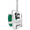 Shop 14 Karat White Gold Emerald and .08 Carat Diamond 18 inch Necklace
