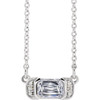 Platinum 0.50 Carat Natural Diamond Bar 16 inch Necklace
