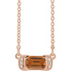 14 Karat Rose Gold Citrine and .02 Carat Diamond Bar 16 inch Necklace