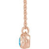 14 Karat Rose Gold Blue Zircon and .02 Carat Diamond Bar 16 inch Necklace