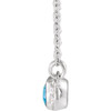 14 Karat White Gold Blue Zircon and .02 Carat Diamond Bar 16 inch Necklace