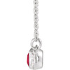 14 Karat White Gold Lab Grown Ruby and .02 Carat Diamond Bar 16 inch Necklace
