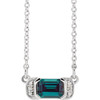 Sterling Silver Alexandrite and .02 Carat Diamond Bar 16 inch Necklace