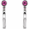 Sterling Silver 2.5 mm Round Pink Tourmaline Huggies