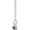 Created Emerald Necklace in Platinum Created Emerald and 0.20 Carat Diamond Bar 16 inch Necklace