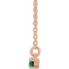 Lab Grown Emerald Gem set in 14 Karat Rose Gold and 0.20 Carat Diamond Bar 16 inch Necklace