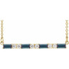 Created Alexandrite Necklace in 14 Karat Yellow Gold Created Alexandrite and 0.20 Carat Diamond Bar 16 inch Necklace