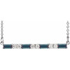 Created Alexandrite Necklace in Platinum Created Alexandrite and 0.20 Carat Diamond Bar 16 inch Necklace