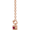 Lab Ruby Gem in 14 Karat Rose Gold Lab Ruby and 0.20 Carat Diamond Bar 16 inch Necklace