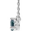 Created Alexandrite Necklace in Platinum Lab Alexandrite and 0.10 Carat Diamond Bar 16 inch Necklace