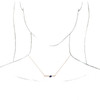 Created Sapphire Necklace in 14 Karat Rose Gold Lab Sapphire and 0.10 Carat Diamond Bar 16 inch Necklace
