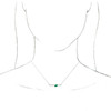 Lab Grown Emerald Gem set in 14 Karat White Goldand 0.10 Carat Diamond Bar 18 inch Necklace