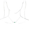 Created Emerald Necklace in Sterling Silver Lab Emerald and 0.10 Carat Diamond Bar 18 inch Necklace