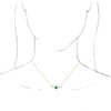 Lab Grown Emerald Gem set in 14 Karat Yellow Gold and .06 Carat Diamond 16 inch Necklace