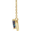 Created Alexandrite Necklace in 14 Karat Yellow Gold Lab Alexandrite and .06 Carat Diamond 16 inch Necklace