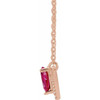 Lab Ruby Gem in 14 Karat Rose Gold Lab Ruby and .06 Carat Diamond 16 inch Necklace