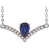 Lab Sapphire Gem in Platinum Lab  Sapphire and .06 Carat Diamond 16 inch Necklace