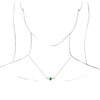 Lab Grown Emerald Gem set in 14 Karat Rose Gold and .06 Carat Diamond 18 inch Necklace