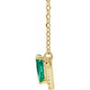 Lab Grown Emerald Gem set in 14 Karat Yellow Gold and .06 Carat Diamond 18 inch Necklace