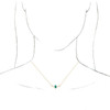 Lab Grown Emerald Gem set in 14 Karat Yellow Gold and .06 Carat Diamond 18 inch Necklace