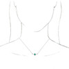 Created Emerald Necklace in Platinum Lab Emerald and .06 Carat Diamond 18 inch Necklace