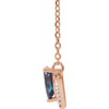 Lab Created Alexandrite Necklace in 14 Karat Rose Gold Lab Alexandrite and .06 Carat Diamond 18 inch Necklace