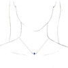 Created Sapphire Necklace in Sterling Silver Lab  Sapphire and .06 Carat Diamond 18 inch Necklace