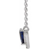 Lab Sapphire Gem in Platinum Lab  Sapphire and .06 Carat Diamond 18 inch Necklace