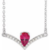 Lab Ruby Gem in 14 Karat White Gold Lab Ruby and .06 Carat Diamond 18 inch Necklace