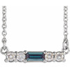 Created Alexandrite Necklace in 14 Karat White Gold Created Alexandrite and 0.20 Carat Diamond 16 inch Necklace