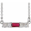 Lab Ruby Gem in 14 Karat White Gold Lab Ruby and 0.20 Carat Diamond 16 inch Necklace