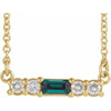 Created Alexandrite Necklace in 14 Karat Yellow Gold Created Alexandrite and 0.20 Carat Diamond 18 inch Necklace