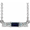 Created Sapphire Necklace in 14 Karat White Gold Created Sapphire and 0.20 Carat Diamond 18 inch Necklace