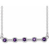 Sterling Silver  Amethyst Bezel Set Bar 16 inch Necklace