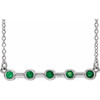 Lab Grown Emerald Gem set in 14 Karat White GoldBar 16 inch Necklace