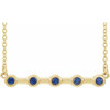 Created Sapphire Necklace in 14 Karat Yellow Gold Lab Sapphire Bar 16 inch Necklace