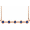 Created Sapphire Necklace in 14 Karat Rose Gold Lab Sapphire Bar 16 inch Necklace