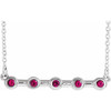 Lab Ruby Gem in Platinum Lab Ruby Bar 18 inch Necklace
