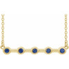 Created Sapphire Necklace in 14 Karat Yellow Gold Lab Sapphire Bar 18 inch Necklace