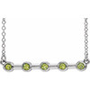 Sterling Silver  Peridot Bezel Set Bar 18 inch Necklace
