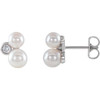 Platinum Akoya Cultured Pearl and .125 Carat Diamond Earrings