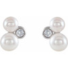 Platinum Akoya Cultured Pearl and .125 Carat Diamond Earrings